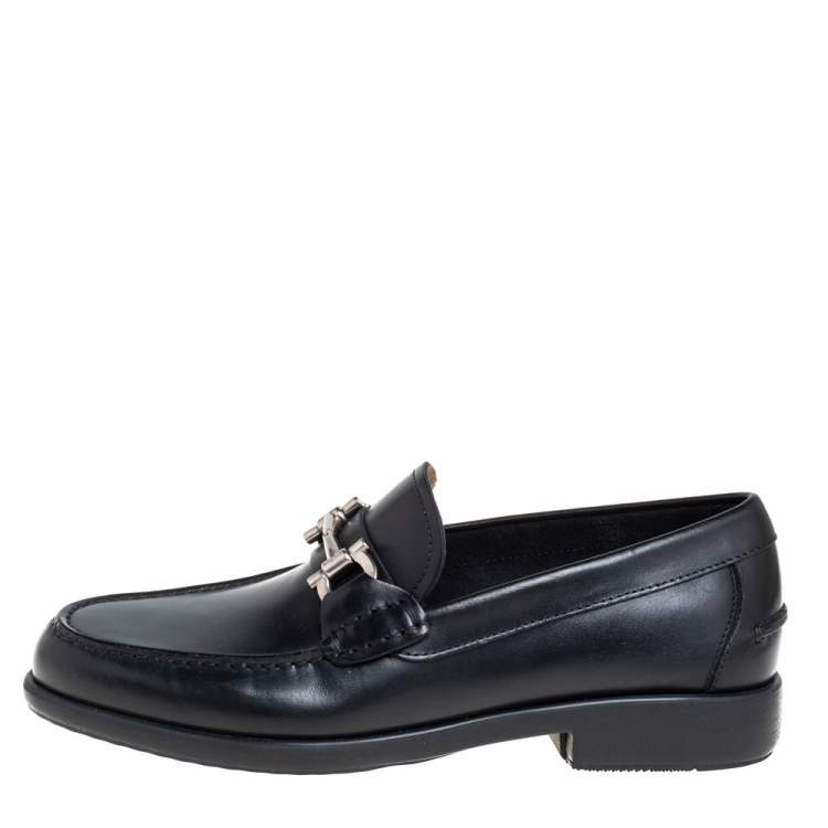 Pre Owned Salvatore Ferragamo Black Leather Faraone Loafers Size 39.5