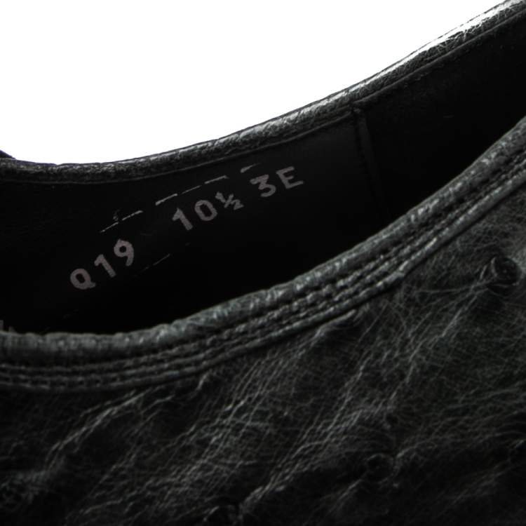 Pre Owned Salvatore Ferragamo Dark Grey Ostrich Leather Gris Oxfords Size 44