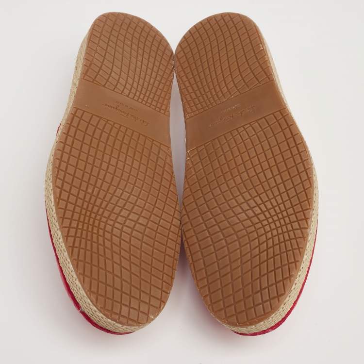 Pre Owned Salvatore Ferragamo Red Lizard Leather Lampedusa Slip-On Espadrilles Size 43