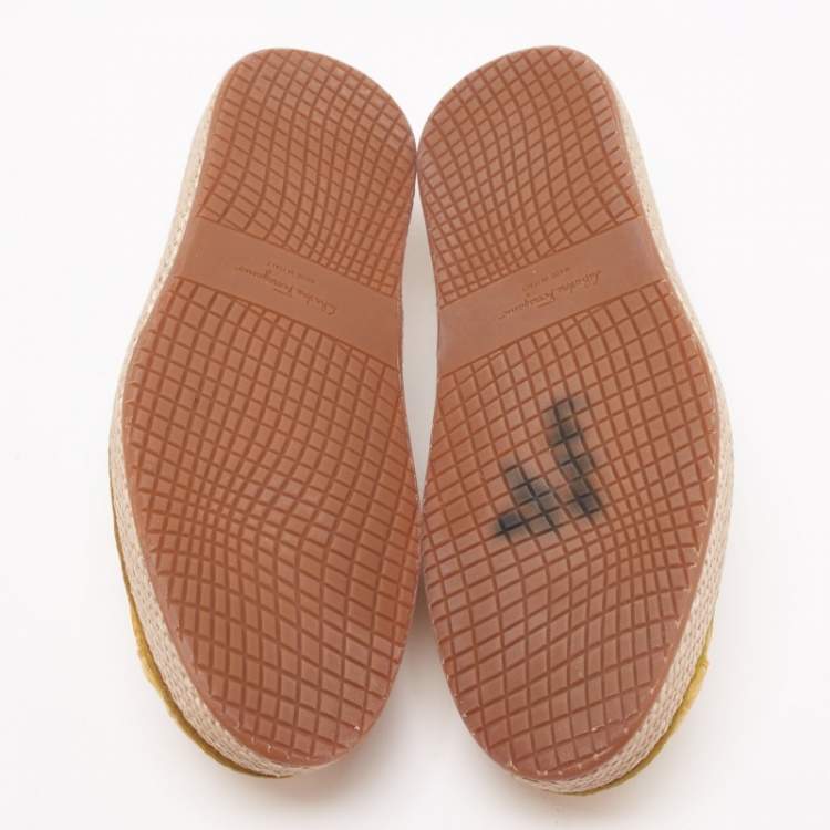 مملوكة مسبقًا Salvatore Ferragamo Yellow Crocodile Leather Lampedusa Espadrilles Size 41.5