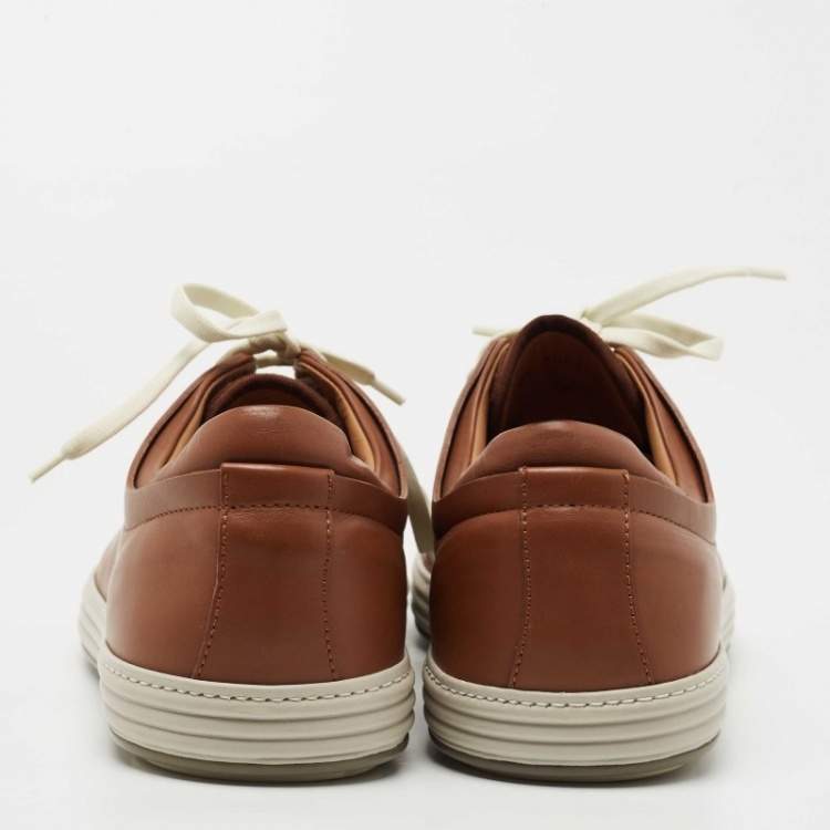 مملوكة مسبقًا Salvatore Ferragamo Tan Leather Low Top Sneakers Size 44.5
