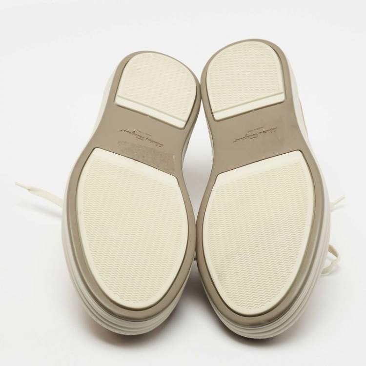 مملوكة مسبقًا Salvatore Ferragamo Tan Leather Low Top Sneakers Size 44.5