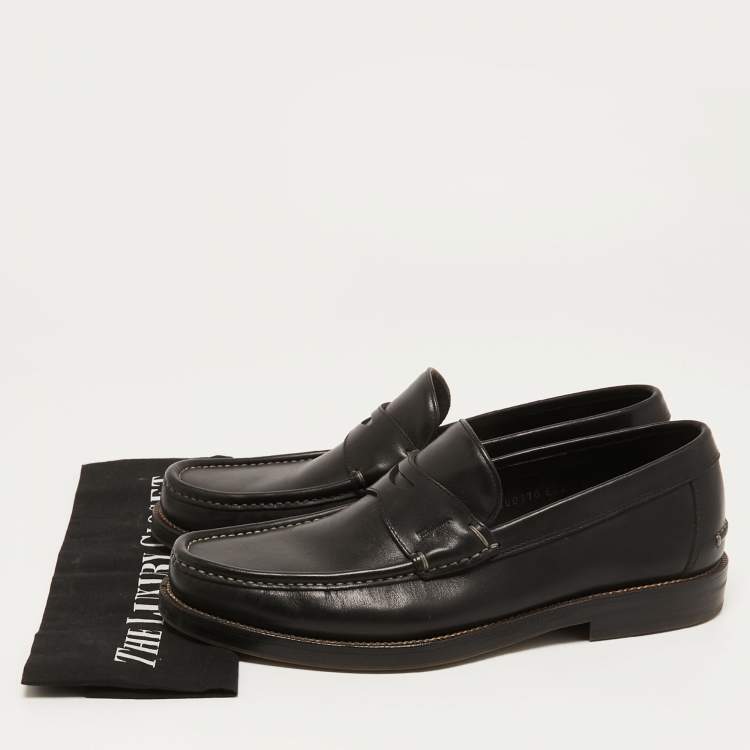 Pre Owned Salvatore Ferragamo Black  Leather Slip On Loafers Size 41.5 