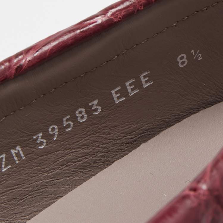مملوكة مسبقًا Salvatore Ferragamo Burgundy Alligator Leather Parigi Slip On Loafers Size 42.5