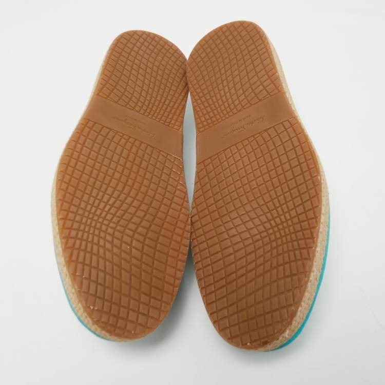 Pre Owned Salvatore Ferragamo Turquoise Lizard Lampedusa Espadrilles Size 42