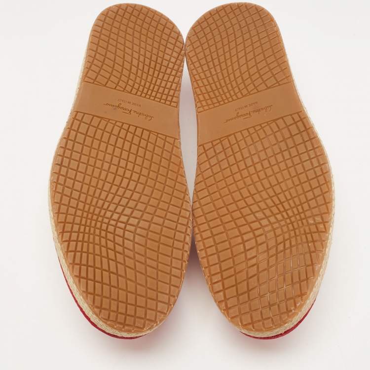 Pre Owned Salvatore Ferragamo Red Lizard Leather Lampedusa Espadrilles Size 44.5 