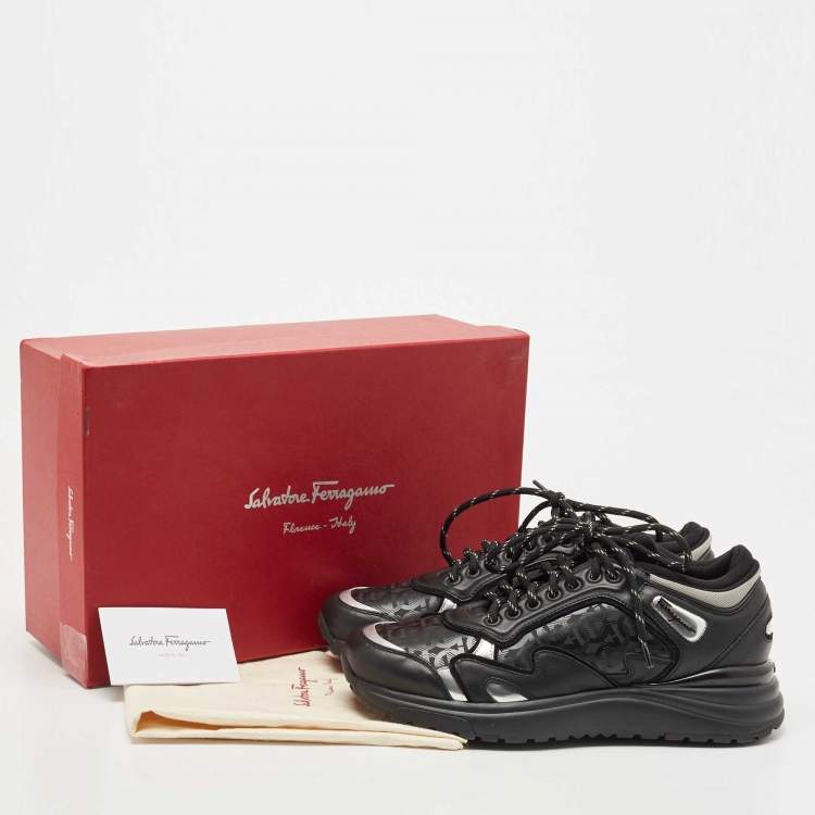 Pre Owned Salvatore Ferragamo Black Leather Now Runner Sneakers Size 40