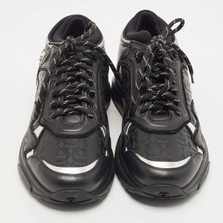 Pre Owned Salvatore Ferragamo Black Leather Now Runner Sneakers Size 40