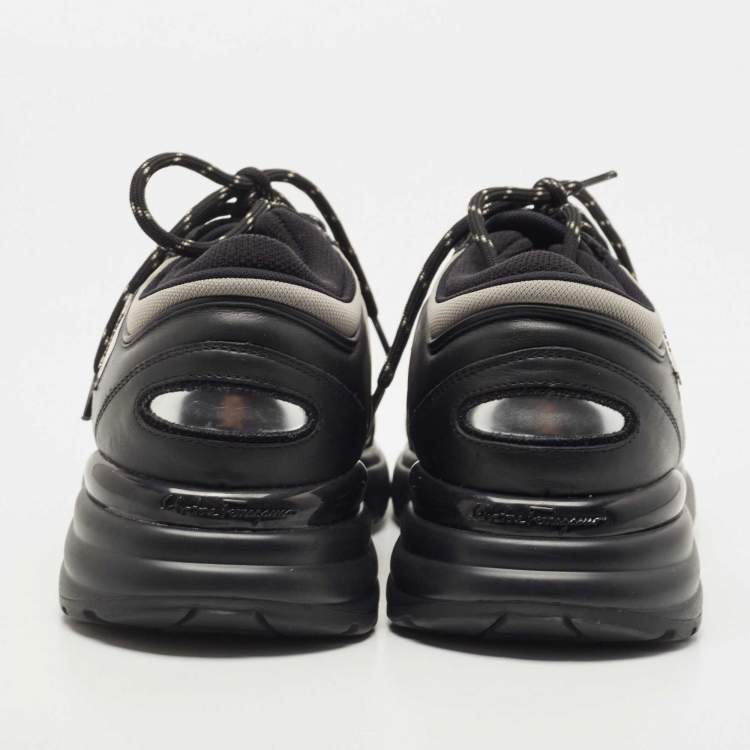Pre Owned Salvatore Ferragamo Black Leather Now Runner Sneakers Size 40