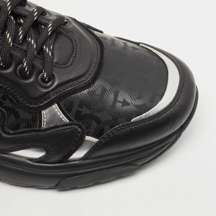 Pre Owned Salvatore Ferragamo Black Leather Now Runner Sneakers Size 40