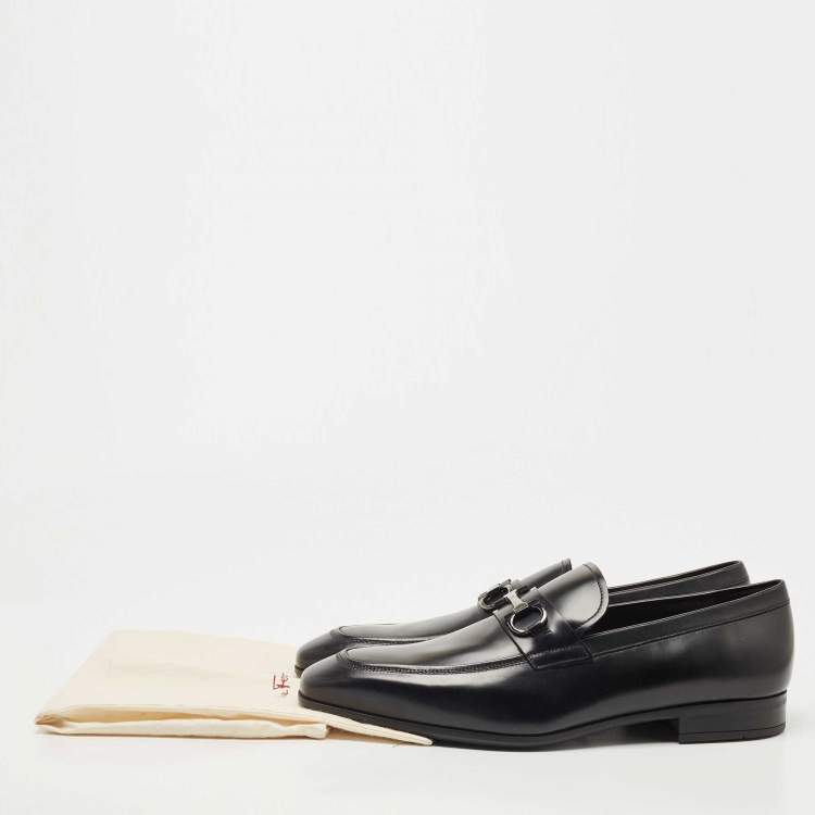 Pre Owned Salvatore Ferragamo Black Leather Gardel Loafers Size 45.5