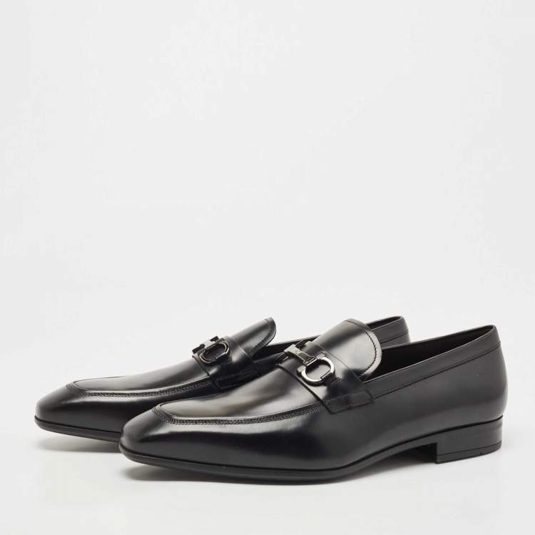 Pre Owned Salvatore Ferragamo Black Leather Gardel Loafers Size 45.5