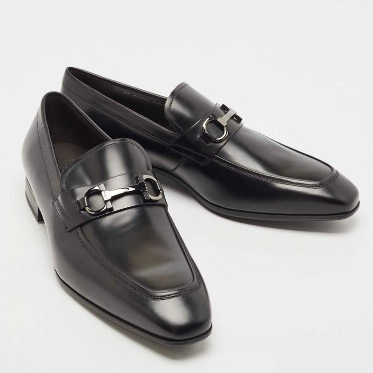 Pre Owned Salvatore Ferragamo Black Leather Gardel Loafers Size 45.5
