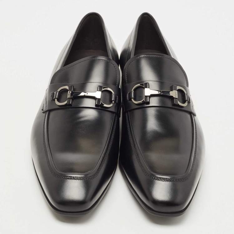 Pre Owned Salvatore Ferragamo Black Leather Gardel Loafers Size 45.5