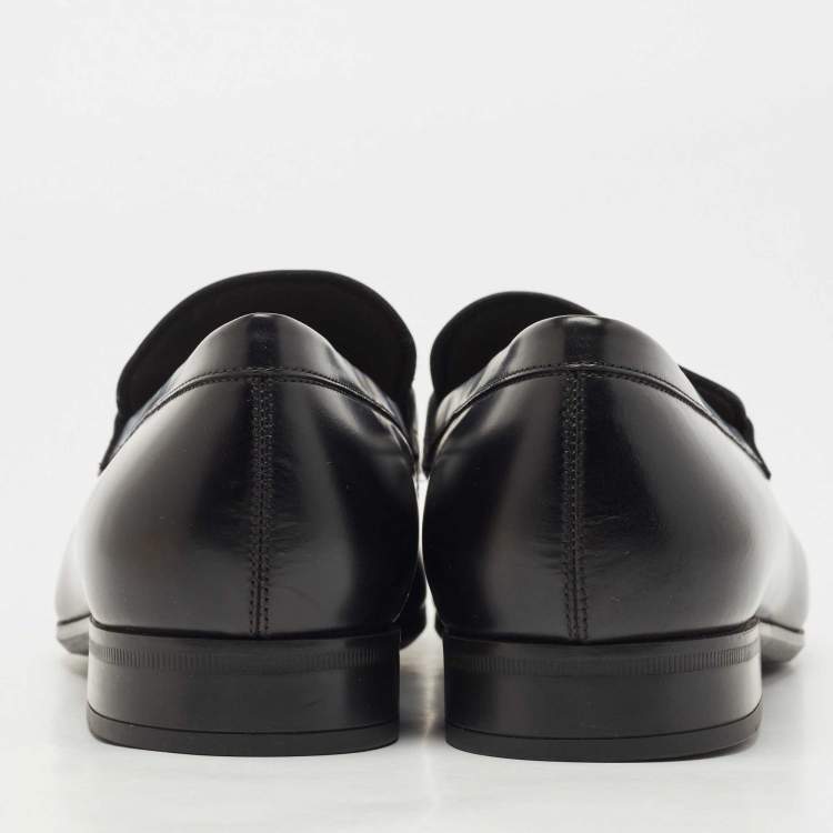 Pre Owned Salvatore Ferragamo Black Leather Gardel Loafers Size 45.5