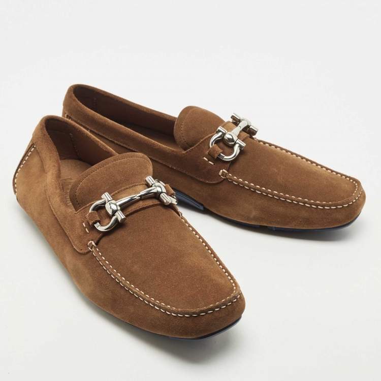 مملوكة مسبقًا Salvatore Ferragamo Brown Suede Parigi Loafers Size 44.5 