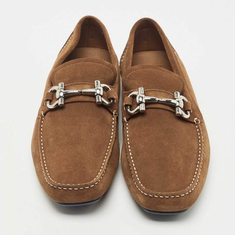 مملوكة مسبقًا Salvatore Ferragamo Brown Suede Parigi Loafers Size 44.5 
