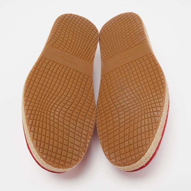 Pre Owned Salvatore Ferragamo Red Lizard Leather Slip On Espadrille Size 42