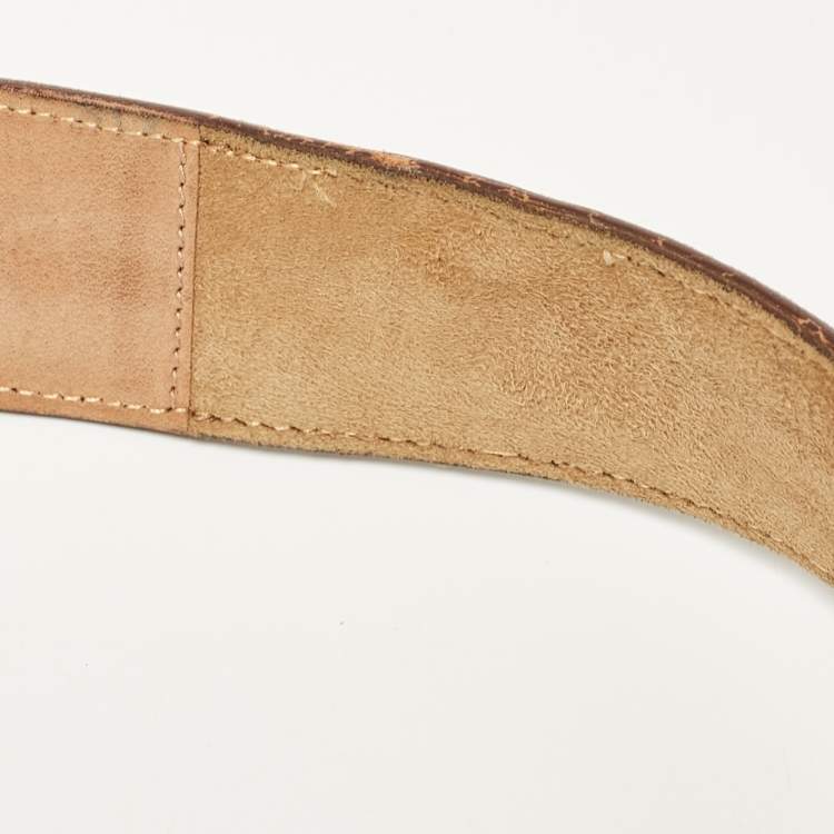 Pre Owned Salvatore Ferragamo Beige Suede Gancio Buckle Belt 80CM
