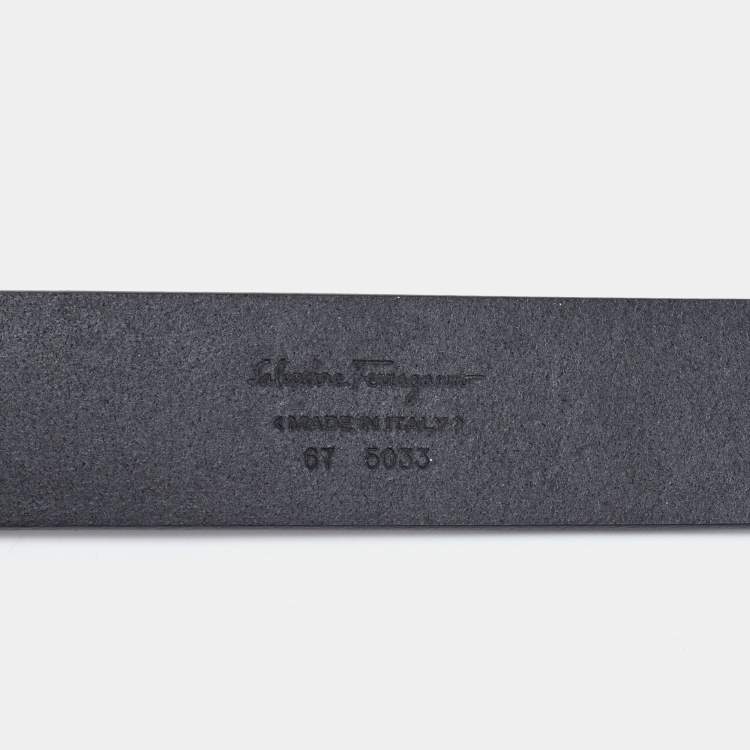 Pre Owned Salvatore Ferragamo Black Leather Gancini Buckle Belt 85CM
