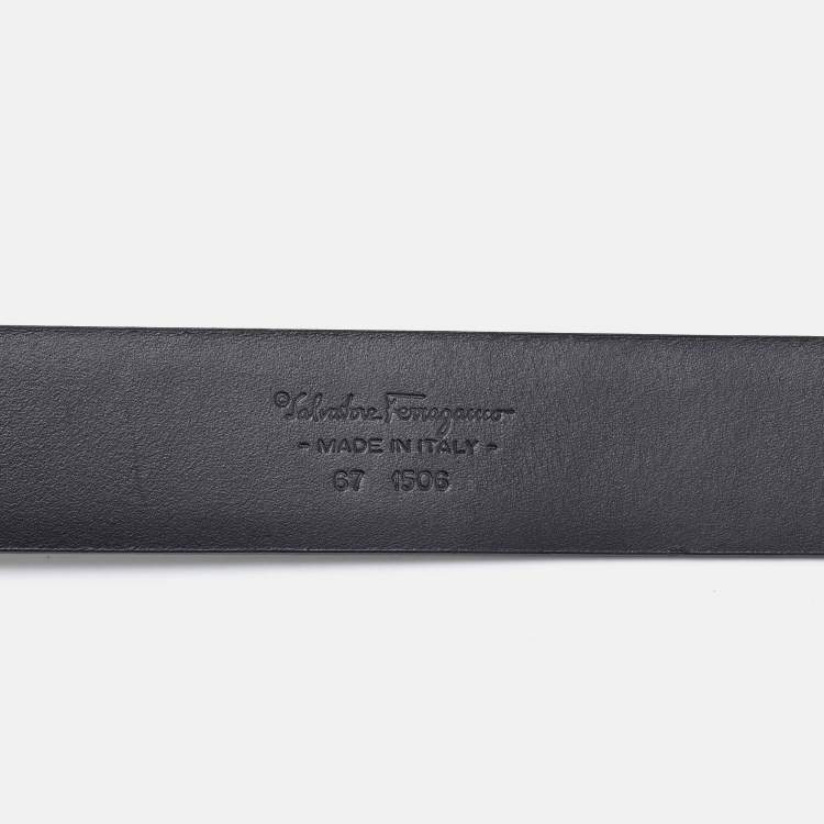 Pre Owned Salvatore Ferragamo Black Leather Cut to Size Reversible Belt
