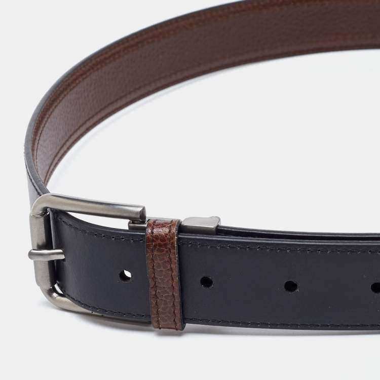 Pre Owned Salvatore Ferragamo Brown Leather Cut to Size Reversible Belt