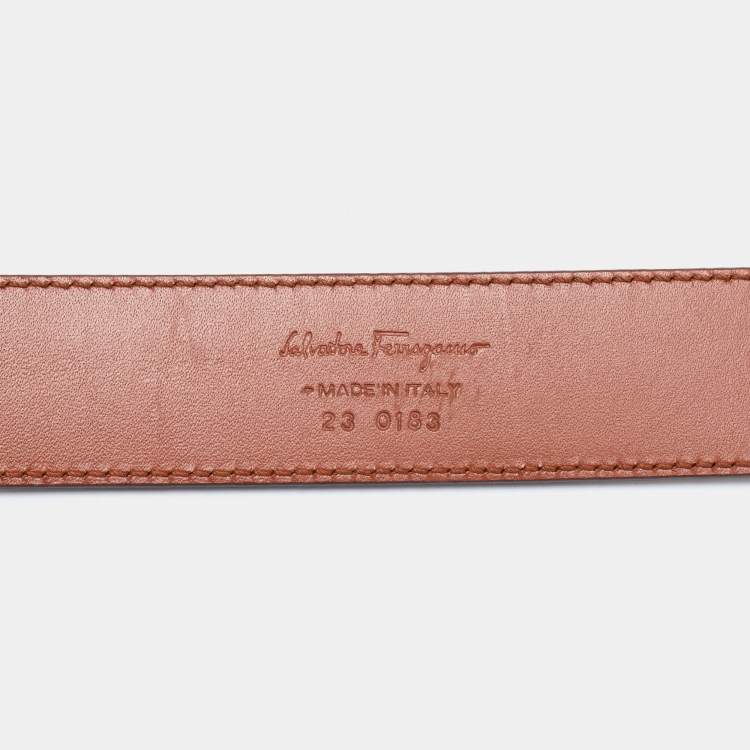 Pre Owned Salvatore Ferragamo Tan Leather Buckle Belt 85CM