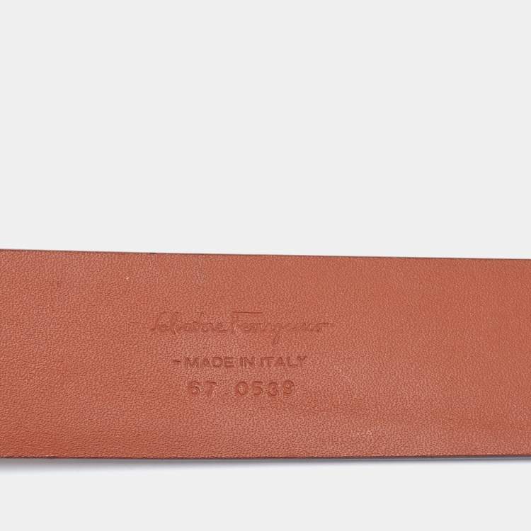 Pre Owned Salvatore Ferragamo Brown Leather Buckle Belt 85CM