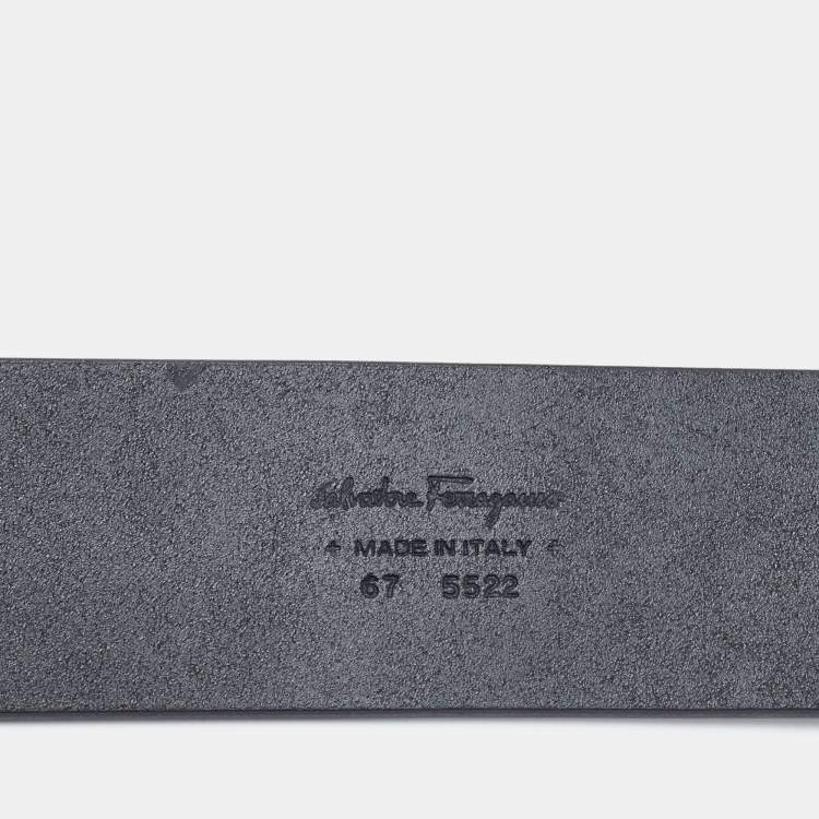 Pre Owned Salvatore Ferragamo Black Leather Gancini Buckle Belt 90CM