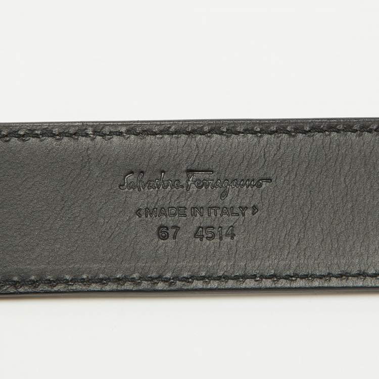 Pre Owned Salvatore Ferragamo Black Leather Buckle Belt 90CM