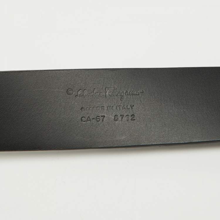 Pre Owned Salvatore Ferragamo Navy Blue/Black Nubuck Leather Cut to Size Reversible Gancini Buckle Belt
