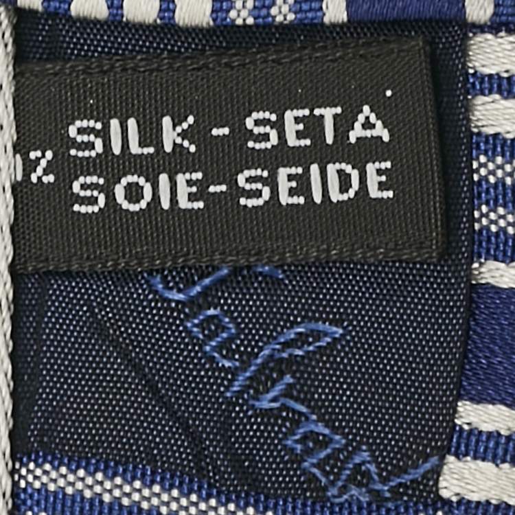 Pre Owned Salvatore Ferragamo Blue Diagonal Striped Silk Tie 