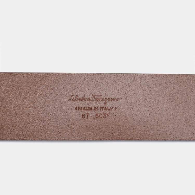 Pre Owned Salvatore Ferragamo Brown Leather Buckle Belt 85CM