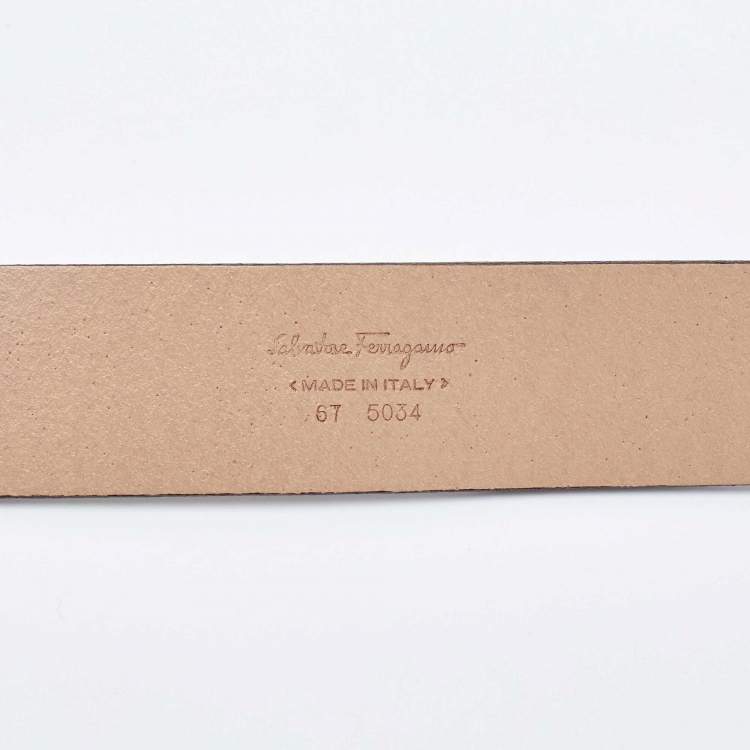 Pre Owned Salvatore Ferragamo Brown Leather Cut to Size Reversible Buckle Belt