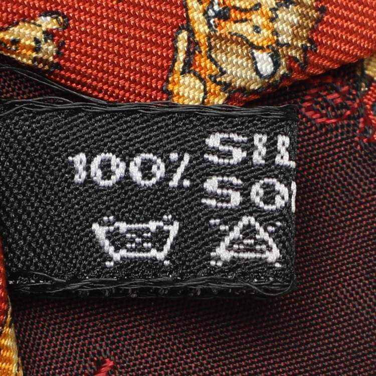 Pre Owned Salvatore Ferragamo Orange/Yellow Lion Print Motif Silk Tie