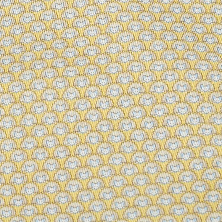 Pre Owned Salvatore Ferragamo Yellow Print Motif Silk Tie