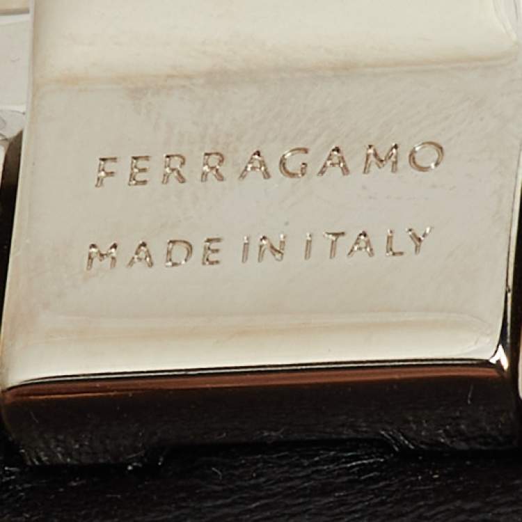 Pre Owned Salvatore Ferragamo Brown/Black Leather Gancini Buckle Reversible Cut to Size Belt