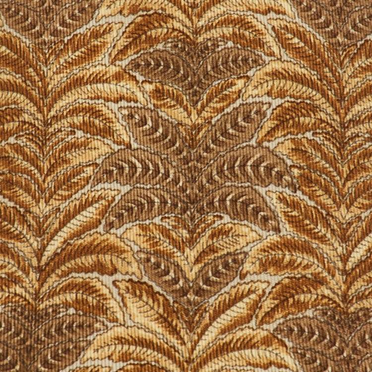 مملوكة مسبقًا ربطة عنق سالفاتوري فيراغامو حرير طباعة ورقة بنية تقليدية