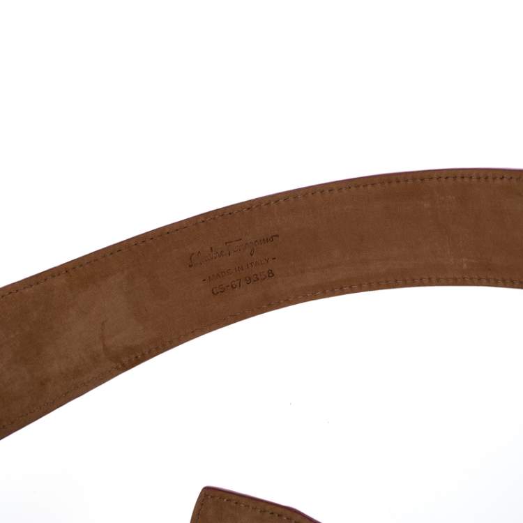 Pre Owned Salvatore Ferragamo Pink Lizard Adjustable Buckle Belt 115cm
