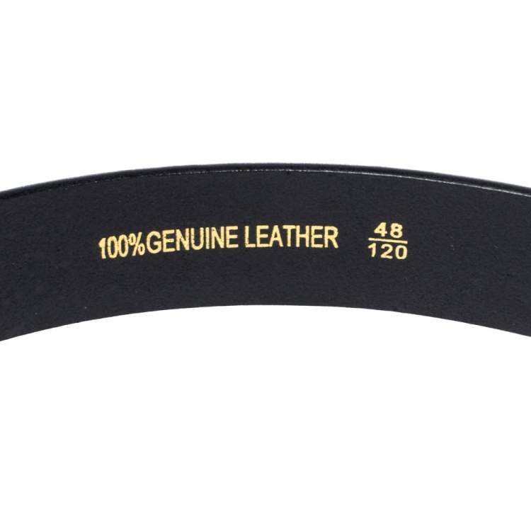 Pre Owned Salvatore Ferragamo Black Leather Double Gancio Buckle Belt 120CM