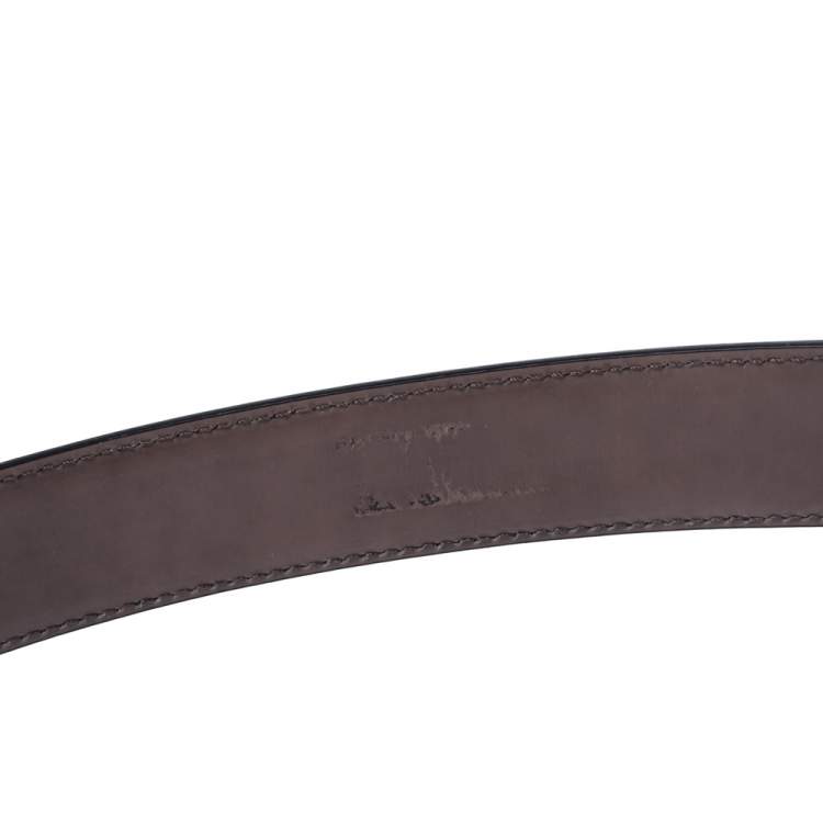 Pre Owned Salvatore Ferragamo Black Leather Buckle Belt 120CM