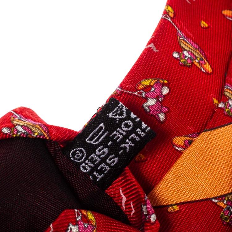 Pre Owned Salvatore Ferragamo Red Watersport Printed Silk Tie