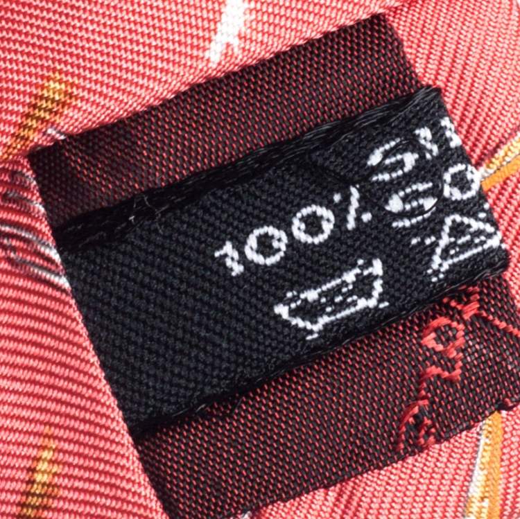 Pre Owned Salvatore Ferragamo Salmon Pink Giraffe Print Silk Tie