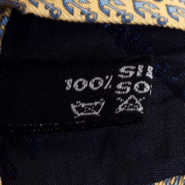 Pre Owned Salvatore Ferragamo Yellow Anchor Print Silk Tie