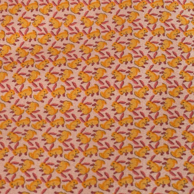Pre Owned Salvatore Ferragamo Pink Rabbit Print Silk Tie