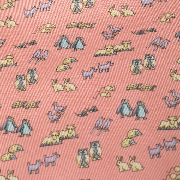 Pre Owned Salvatore Ferragamo Pink Animal Print Silk Tie