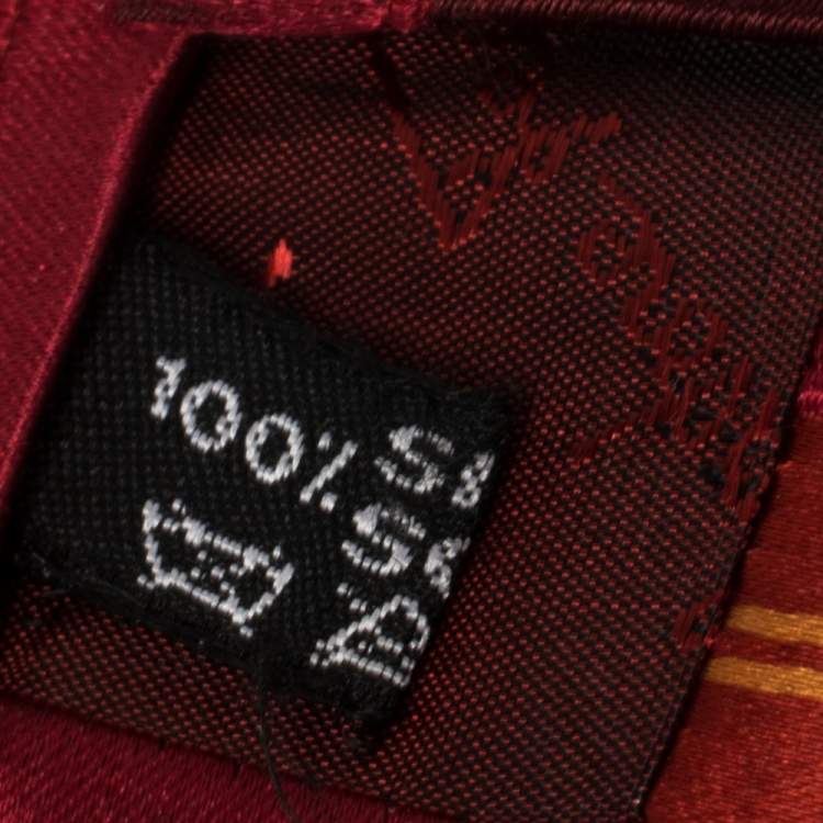Pre Owned Salvatore Ferragamo Dark Red Diagonal Striped Silk Tie