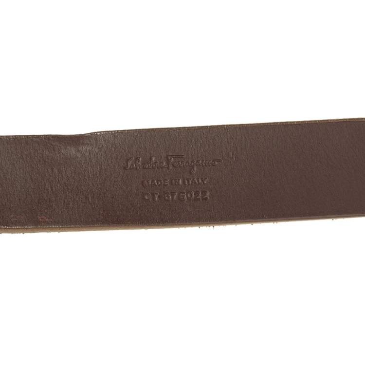 Pre Owned Salvatore Ferragamo Brown Suede and Leather Gancini Buckle Belt 115CM O/S