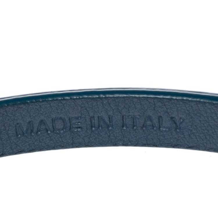 Pre Owned Salvatore Ferragamo Blue Leather Gancini Clasp Bracelet