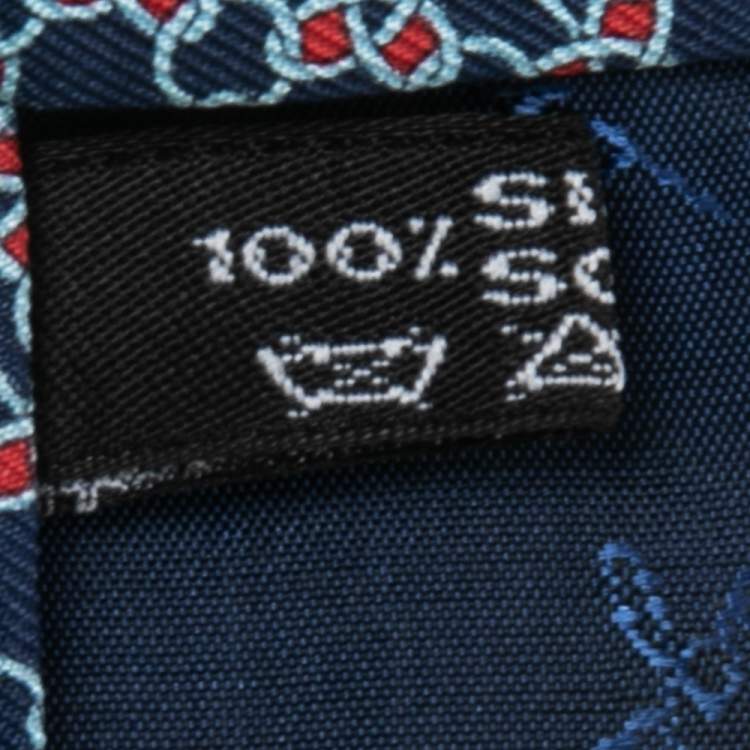Pre Owned Salvatore Ferragamo Blue Printed Silk Traditional Tie